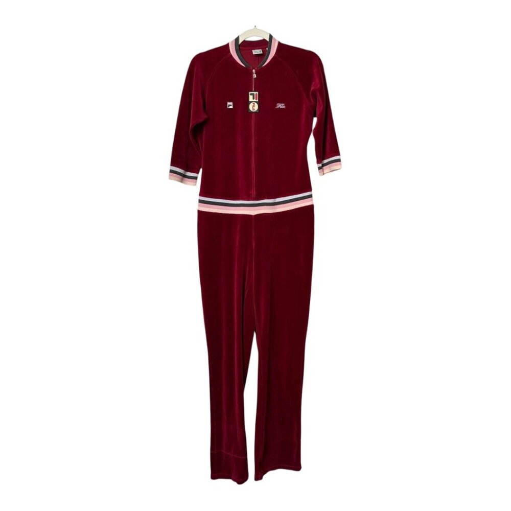 VTG Fila Velour Tracksuit Jumpsuit | Women’s Medium | Y2K Retro Striped